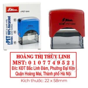 Đặt làm Dấu Chữ Nhật 4 Dòng 22x58mm cho công ty, hộ kinh doanh tại In Nhanh Bến Tre